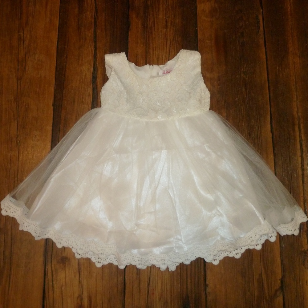 White Princess Flower Toddler Dress Lace Tulle Skirt Sash Formal Pageant 2/3